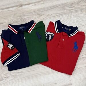 Polo Ralph Lauren Polo Shirt Boys 14-16 Multicolor Colorblock Big Pony Lot 2
